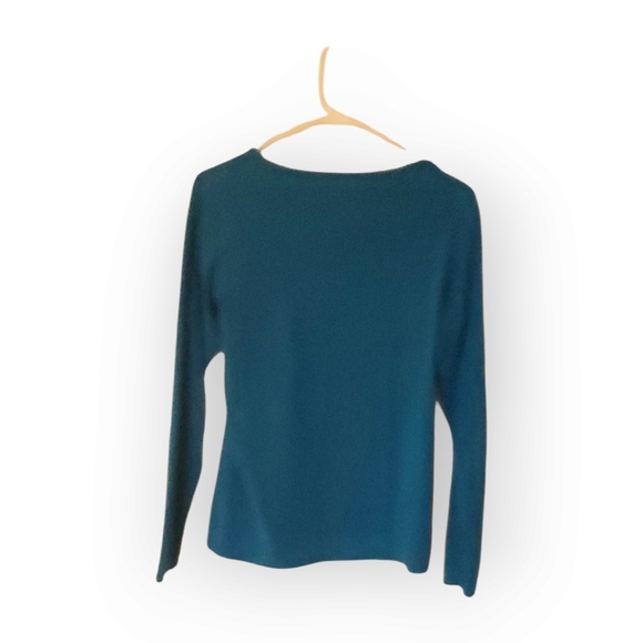 COMPANY ELLEN TRACY WOMENS LARGE BLUE SCOOP NECK SHIRT - Picture 5 of 5